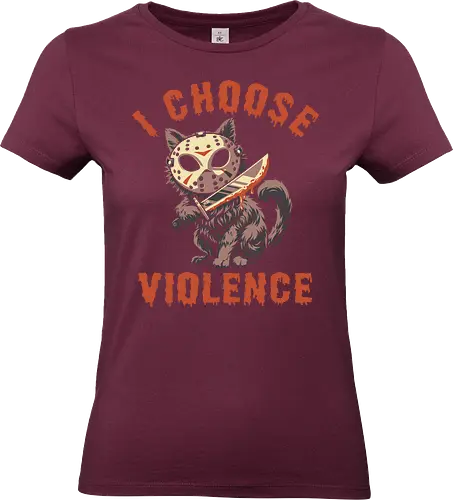 Friday Cat - I Choose Violence - funny cat, horror, halloween, bad boy, cat humor, bad cat, violence, friday, scary, holiday, horror movie, creepy, slasher, movie humor, cute cat, funny, cat joke, memes, internet meme, hilarious, funny meme, cat meme, meme - Standard T-Shirt (Women)