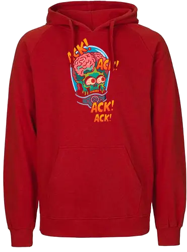 Ack! Ack! Attack! - sci-fi, horror, alien, monster, b-movie, cult classic, vintage, retro, cartoon, funny, graphic tee, illustration, space, invader, martian, brain, ack ack, attack, pop culture - Fairtrade Hoodie