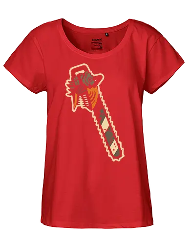 Chainsaw's Groovy Grip - chainsaw, horror, movie, cult classic, b-movie, halloween, scary, weapon, thriller, zombie, monster, graphic tee, spooky, Paranormal, fan art, retro - Fairtrade Girl Shirt
