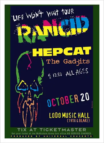 Rancid - Life Won’t Wait Tour - 20. Oktober - Lodo Music Hall Poster