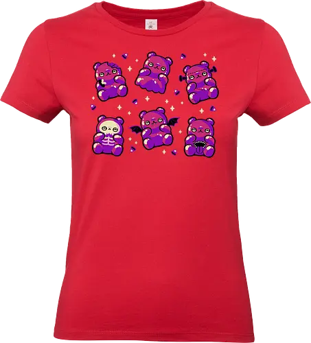 Halloween Gummy Bears - ghost, gummy bear, halloween, gum candies, candy, jelly baby, spooky cute, creepy cute, goth, horror, monster, haribo, skeleton, trick or treat, xmorfina - Standard T-Shirt (Women)