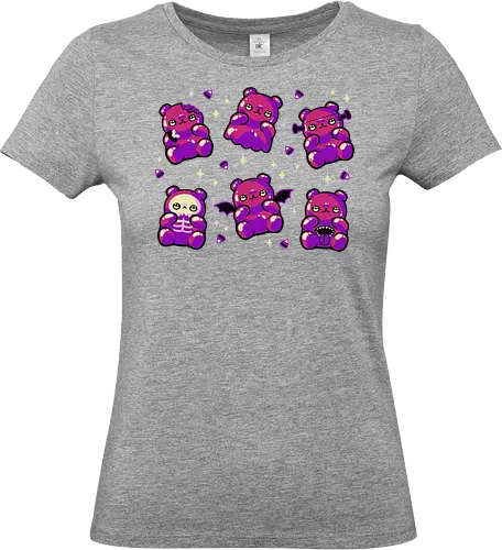 Halloween Gummy Bears - ghost, gummy bear, halloween, gum candies, candy, jelly baby, spooky cute, creepy cute, goth, horror, monster, haribo, skeleton, trick or treat, xmorfina - Standard T-Shirt (Women)