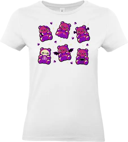 Halloween Gummy Bears - ghost, gummy bear, halloween, gum candies, candy, jelly baby, spooky cute, creepy cute, goth, horror, monster, haribo, skeleton, trick or treat, xmorfina - Standard T-Shirt (Women)