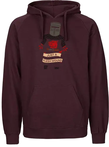 Just a Flesh Wound Black Knight - monty python, holy grail, black knight, just a flesh wound, comedy, cult classic, movie, medieval, knight, funny, fan art, british humor, parody, movie quote, graphic tee - Fairtrade Hoodie