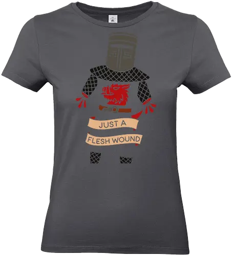Just a Flesh Wound Black Knight - monty python, holy grail, black knight, just a flesh wound, comedy, cult classic, movie, medieval, knight, funny, fan art, british humor, parody, movie quote, graphic tee - Standard T-Shirt (Women)