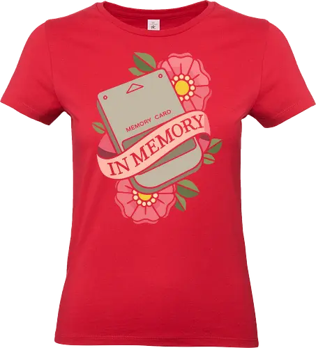 In Memory of the Memory Card - memory card, retro gaming, nostalgia, vintage, old school, gamer, n64, console, tattoo art, traditional tattoo, flowers, in memory, technology, pop culture, graphic tee, fan art, 90s - Standard T-Shirt (Women)