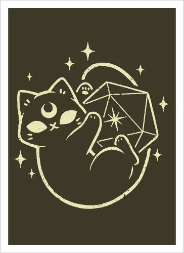 Cute Magical Black Cat D20