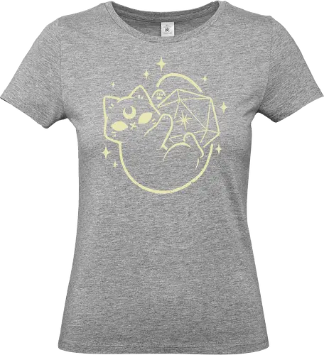 Cute Magical Black Cat D20 - black cat, d20, dice, pet, occult, witch, dark, goth, moon, xmorfina, familiar, spooky cute, creepy cute, Pen and Paper, Pen and paper - Standard T-Shirt (Women)