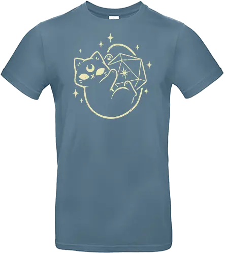 Cute Magical Black Cat D20 - black cat, d20, dice, pet, occult, witch, dark, goth, moon, xmorfina, familiar, spooky cute, creepy cute, Pen and Paper, Pen and paper - Standard T-Shirt
