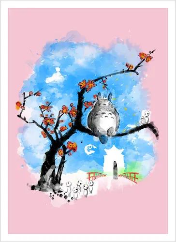 Japan pop overload - japan, anime, pop culture, movies, fantasy, sumi e, watercolor - Artprint
