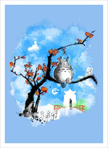 Japan pop overload - japan, anime, pop culture, movies, fantasy, sumi e, watercolor - Artprint