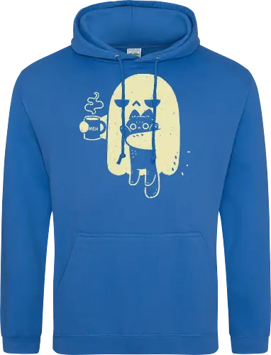 Cute Ghost Holding Cat - morning, monday, ghost, black cat, holding cat, grumpy, coffee, funny, sarcastic, mug, meh, spooky cute, creepy cute, hate, xmorfina - Standard Hoodie