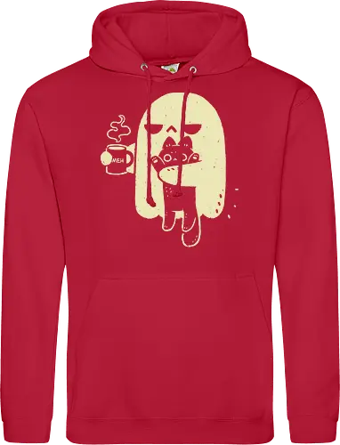 Cute Ghost Holding Cat - morning, monday, ghost, black cat, holding cat, grumpy, coffee, funny, sarcastic, mug, meh, spooky cute, creepy cute, hate, xmorfina - Standard Hoodie