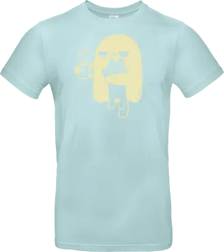 Cute Ghost Holding Cat - morning, monday, ghost, black cat, holding cat, grumpy, coffee, funny, sarcastic, mug, meh, spooky cute, creepy cute, hate, xmorfina - Standard T-Shirt