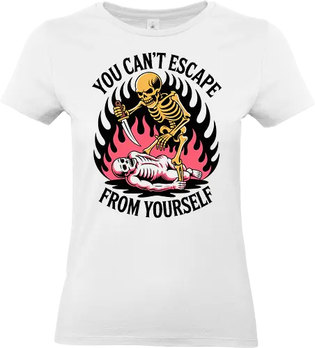 Skeleton Flames – You Can’t Escape From Yourself - skull, skeleton, gothic, dark art, flaming - Standard T-Shirt (Women)
