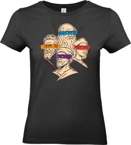 Renaissance Mutant Ninja Thinkers - Teenage Mutant Ninja Turtles, TMNT, Renaissance, artists, philosophers, Leonardo da Vinci, Michelangelo, Donatello, Raphael, parody, mashup, intellectual humor, art history, pop culture, graphic tee, unique design, geek shirt, smart casual, fan art, funny shirt, clever design, academic fashion - Standard T-Shirt (Women)