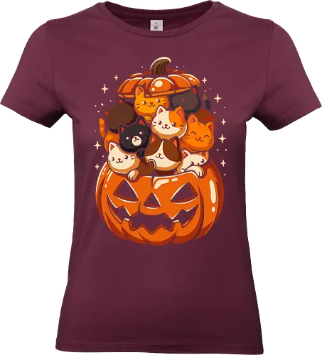Pumpkin Cute Cats - cat, cats, pumpkin, halloween, happy halloween, lm2kone, cool, geek, kitty, aesthetic, illustration, spooky, animal, cute - Standard T-Shirt (Women)