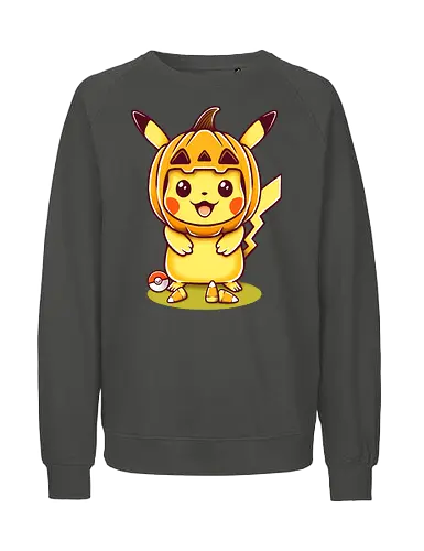 Electric-type Halloween - Pocket, candy corn, electric type, Mouse, pocket monster, trick or treat, autumn, pumpkin, childhood, nostalgia, cute, creepy cute, spooky, halloween, happy halloween, video games, game, video game, gaming, gamer, retrogaming, retro gaming, 90s, 1990s - Fairtrade Sweatshirt