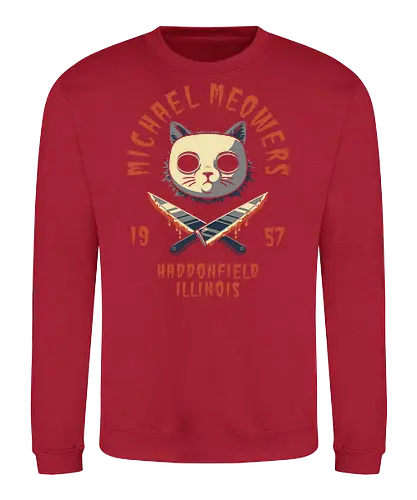 Michael Meowers - scary, horror movie, creepy, slasher, spooky, spoopy, movie humor, cute cat, funny, cat joke, funny cat, horror, halloween, trick or treat, cat humor, bad cat, I choose violence, friday, memes, internet meme, hilarious, funny meme, cat meme, meme, pumpkin spice, don't boo - Sweatshirt