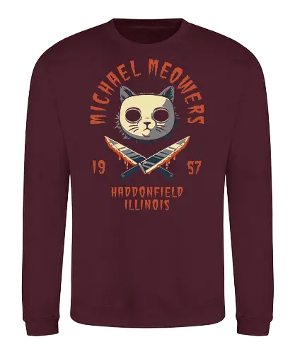 Michael Meowers - scary, horror movie, creepy, slasher, spooky, spoopy, movie humor, cute cat, funny, cat joke, funny cat, horror, halloween, trick or treat, cat humor, bad cat, I choose violence, friday, memes, internet meme, hilarious, funny meme, cat meme, meme, pumpkin spice, don't boo - Sweatshirt