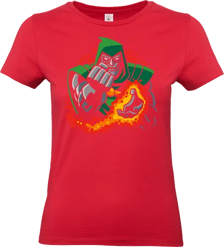 Doctor Doom's Fiery Fury - comics, villain, superhero, fantastic four, avengers, doom, comic book, fan art, graphic tee, pop culture, geek, geeky, doctor doom, Comic, dr doom - Standard T-Shirt (Women)