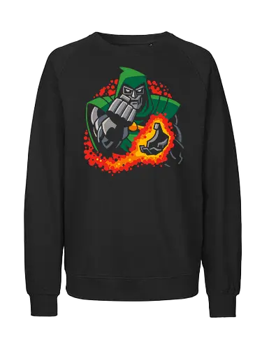 Doctor Doom's Fiery Fury - comics, villain, superhero, fantastic four, avengers, doom, comic book, fan art, graphic tee, pop culture, geek, geeky, doctor doom, Comic, dr doom - Fairtrade Sweatshirt