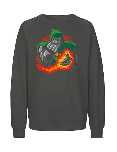 Doctor Doom's Fiery Fury - comics, villain, superhero, fantastic four, avengers, doom, comic book, fan art, graphic tee, pop culture, geek, geeky, doctor doom, Comic, dr doom - Fairtrade Sweatshirt