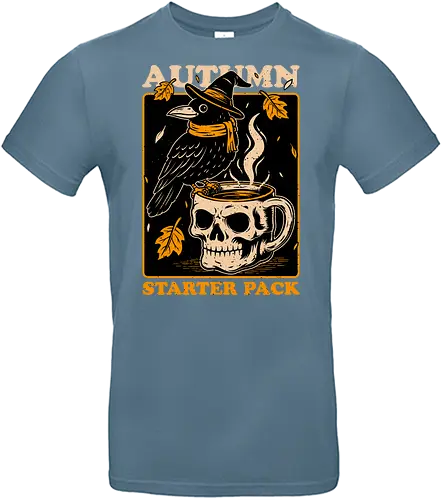 Crow Autumn Coffee - Tea, Witch, Halloween, Eerie, Fright, Creepy, Halloween Design, Halloween Art, Halloween Aesthetic, Halloween Vibes, Crow, Cute, Funny, Autumn, Autumn Leaves, Autumn Vibes, Spooky, Spooky Season, Spooky Cute. Skull, Skeleton, Mug, Coffee - Standard T-Shirt