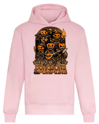 Dungeon Pumpkin RPG - Dungeon, Fight, Dungeon Master, Pen and Paper, Pen and paper, Rpg, Role-play, Role-playing, Roleplay Game, Role-playing Game, Roleplay, Pumpkin, Halloween, Spooky, Spooky Season, Spooky Art, Spooky Vibes, Autumn, Fall, Fantasy, Adventure, Skeleton, Skull, Black Magic, Dark Magic, Magic, Magical, Wizard, Witch, Sorcery, Sorcerer, Bard, Warrior, Knight, Ranger, Barbarian, D20, Pen and Paper - Heavyweight Hoodie