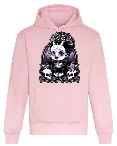 Gothic Muerte Girl - The Addams Family, Wednesday Addams, Addams Family, Morticia Addams, Gomez Addams, Thing, Wednesday, Dia De Los Muertos, Santa Muerte, Goth, Gothic, Skull, Skeleton, Flower, Roses, Tattoo, Traditional Tattoo, Halloween, Spooky, Spooky Season, Tv Show, TV, Movie, Book, Creepy, Scary, Creepy Doll, horror - Heavyweight Hoodie