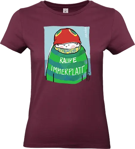 Raupe Immerplatt - müde, platt, Handgezeichnet, Humor, Selbstironie, Streifenpulli, Spruchshirt, deutsch, Ringelpullisprüche, Ringeldinger, streifenweise, Spruch, Weisheit, Motivation, Ringelpulli, SprücheShirt, Cartoon Illustration, Statement - Standard T-Shirt (Women)