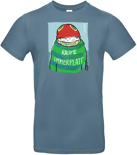 Raupe Immerplatt - müde, platt, Handgezeichnet, Humor, Selbstironie, Streifenpulli, Spruchshirt, deutsch, Ringelpullisprüche, Ringeldinger, streifenweise, Spruch, Weisheit, Motivation, Ringelpulli, SprücheShirt, Cartoon Illustration, Statement - Standard T-Shirt