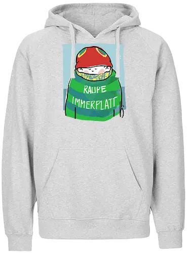 Raupe Immerplatt - müde, platt, Handgezeichnet, Humor, Selbstironie, Streifenpulli, Spruchshirt, deutsch, Ringelpullisprüche, Ringeldinger, streifenweise, Spruch, Weisheit, Motivation, Ringelpulli, SprücheShirt, Cartoon Illustration, Statement - Fairtrade Hoodie