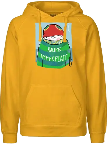 Raupe Immerplatt - müde, platt, Handgezeichnet, Humor, Selbstironie, Streifenpulli, Spruchshirt, deutsch, Ringelpullisprüche, Ringeldinger, streifenweise, Spruch, Weisheit, Motivation, Ringelpulli, SprücheShirt, Cartoon Illustration, Statement - Fairtrade Hoodie