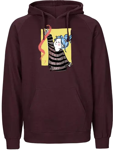till death we do art - Ringelpullisprüche, Ringeldinger, streifenweise, Spruch, Weisheit, Motivation, Ringelpulli, SprücheShirt, Cartoon Illustration, Kunst, art, Statement, Handgezeichnet, Humor, Selbstironie, Streifenpulli, Spruchshirt, deutsch - Fairtrade Hoodie