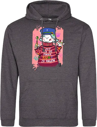 Zeit sich die Finger bunt zu malen - Selbstironie, Streifenpulli, Spruchshirt, deutsch, Ringelpullisprüche, Ringeldinger, streifenweise, Spruch, Weisheit, Motivation, Ringelpulli, SprücheShirt, Cartoon Illustration, malen, kreativ, bunt, farbe, Statement, Handgezeichnet, Humor - Standard Hoodie