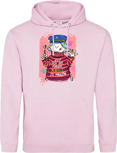 Zeit sich die Finger bunt zu malen - Selbstironie, Streifenpulli, Spruchshirt, deutsch, Ringelpullisprüche, Ringeldinger, streifenweise, Spruch, Weisheit, Motivation, Ringelpulli, SprücheShirt, Cartoon Illustration, malen, kreativ, bunt, farbe, Statement, Handgezeichnet, Humor - Standard Hoodie