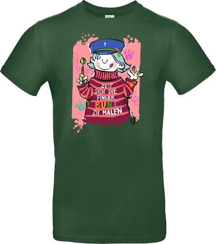Zeit sich die Finger bunt zu malen - Selbstironie, Streifenpulli, Spruchshirt, deutsch, Ringelpullisprüche, Ringeldinger, streifenweise, Spruch, Weisheit, Motivation, Ringelpulli, SprücheShirt, Cartoon Illustration, malen, kreativ, bunt, farbe, Statement, Handgezeichnet, Humor - Standard T-Shirt
