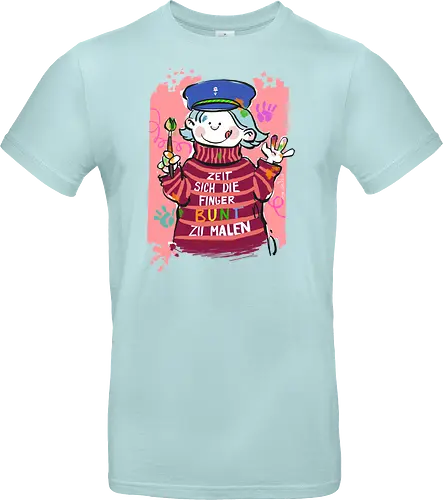 Zeit sich die Finger bunt zu malen - Selbstironie, Streifenpulli, Spruchshirt, deutsch, Ringelpullisprüche, Ringeldinger, streifenweise, Spruch, Weisheit, Motivation, Ringelpulli, SprücheShirt, Cartoon Illustration, malen, kreativ, bunt, farbe, Statement, Handgezeichnet, Humor - Standard T-Shirt