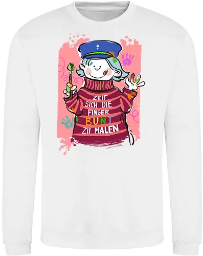 Zeit sich die Finger bunt zu malen - Selbstironie, Streifenpulli, Spruchshirt, deutsch, Ringelpullisprüche, Ringeldinger, streifenweise, Spruch, Weisheit, Motivation, Ringelpulli, SprücheShirt, Cartoon Illustration, malen, kreativ, bunt, farbe, Statement, Handgezeichnet, Humor - Sweatshirt