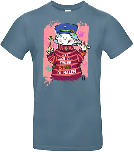 Zeit sich die Finger bunt zu malen - Selbstironie, Streifenpulli, Spruchshirt, deutsch, Ringelpullisprüche, Ringeldinger, streifenweise, Spruch, Weisheit, Motivation, Ringelpulli, SprücheShirt, Cartoon Illustration, malen, kreativ, bunt, farbe, Statement, Handgezeichnet, Humor - Standard T-Shirt
