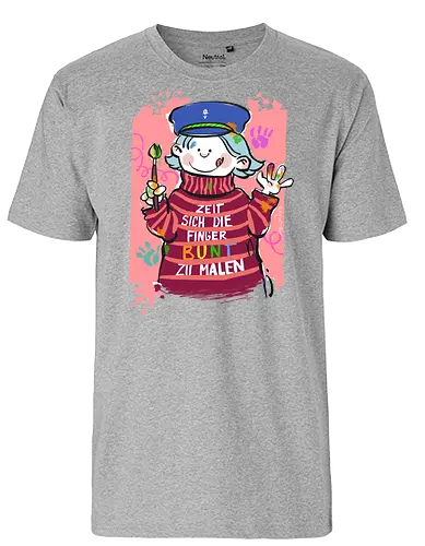 Zeit sich die Finger bunt zu malen - Selbstironie, Streifenpulli, Spruchshirt, deutsch, Ringelpullisprüche, Ringeldinger, streifenweise, Spruch, Weisheit, Motivation, Ringelpulli, SprücheShirt, Cartoon Illustration, malen, kreativ, bunt, farbe, Statement, Handgezeichnet, Humor - Fairtrade T-Shirt