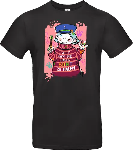 Zeit sich die Finger bunt zu malen - Selbstironie, Streifenpulli, Spruchshirt, deutsch, Ringelpullisprüche, Ringeldinger, streifenweise, Spruch, Weisheit, Motivation, Ringelpulli, SprücheShirt, Cartoon Illustration, malen, kreativ, bunt, farbe, Statement, Handgezeichnet, Humor - Standard T-Shirt