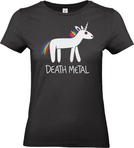 Death Metal Unicorn - death metal art, unicorn wall decor, rainbow mane illustration, music lover gift, edgy home art, unique music decor, bold wall print, quirky room artwork - Standard T-Shirt (Women)