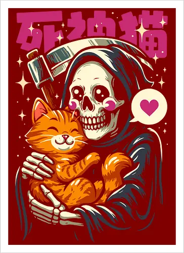 Grim Reaper Loves Cute Cat