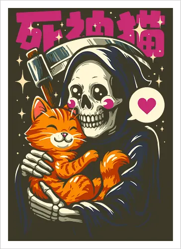 Grim Reaper Loves Cute Cat