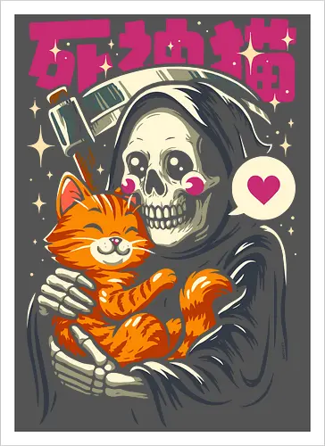 Grim Reaper Loves Cute Cat