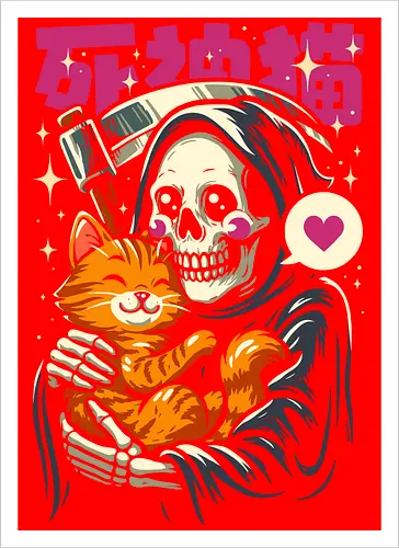 Grim Reaper Loves Cute Cat