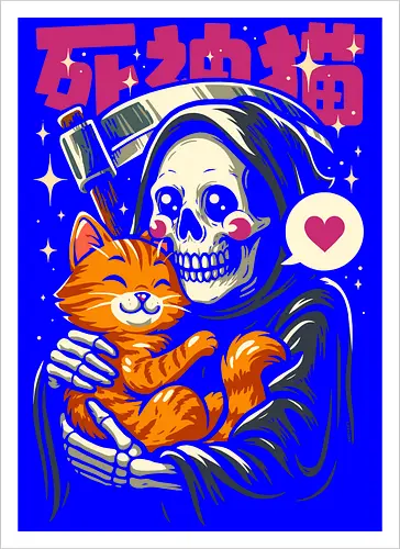 Grim Reaper Loves Cute Cat