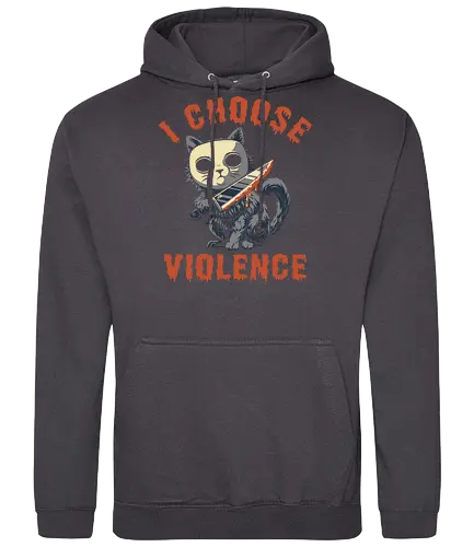 Halloween Cat - I Choose Violence - michael myers, funny cat, horror, halloween, trick or treat, cat humor, bad cat, I choose violence, friday, scary, holiday, don't boo, horror movie, creepy, slasher, spooky, spoopy, movie humor, cute cat, funny, cat joke, memes, internet meme, hilarious, funny meme, cat meme, meme, pumpkin spice - Standard Hoodie